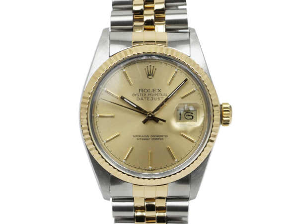 ロレックス デイトジャスト 16013 シャンパン文字盤 ジュビリーブレス SS/YG 自動巻き