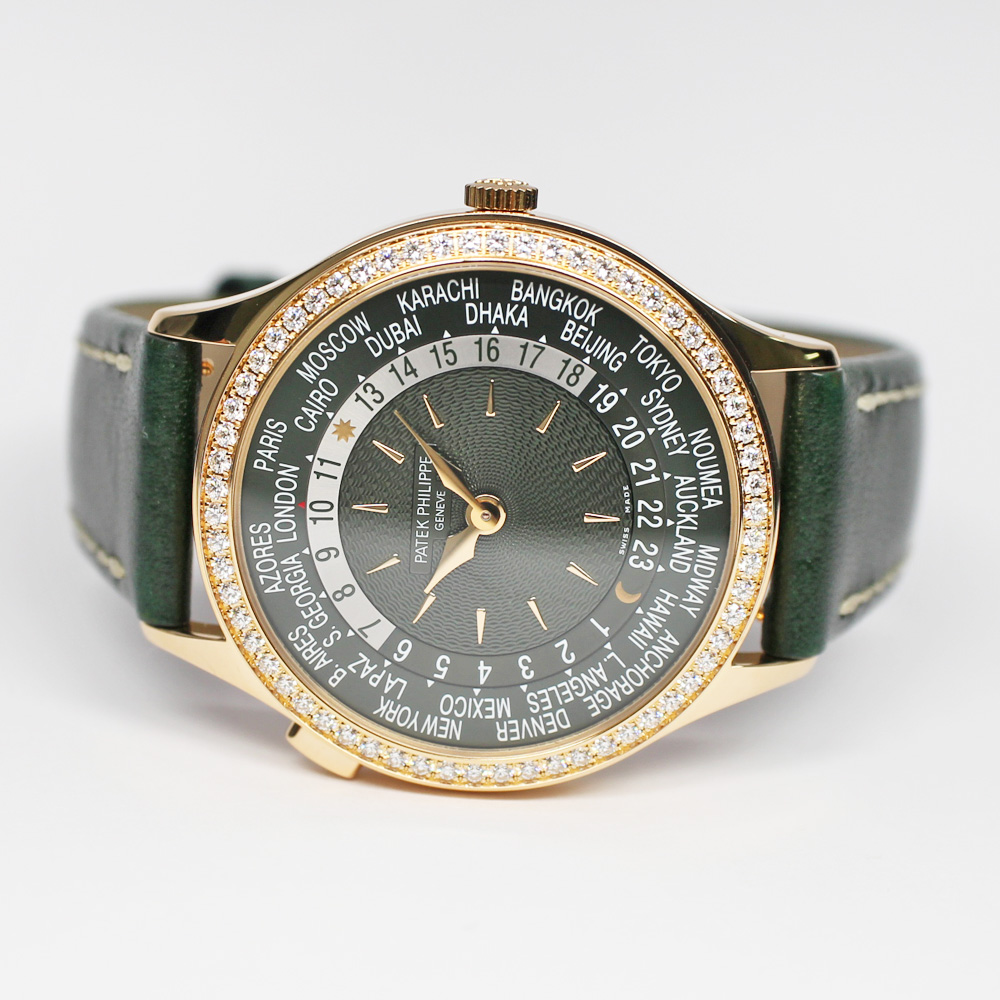 パテックフィリップ ワールドタイム 7130R-014 オリーブグリーン RG 革 自動巻き レディース