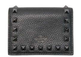 ヴァレンティノ ロックスタッズ グレインカーフスキン スモールウォレット ブラック