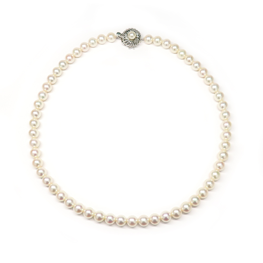 ネックレス 本真珠 パール 6.9-7.3ミリ 42cm レディース