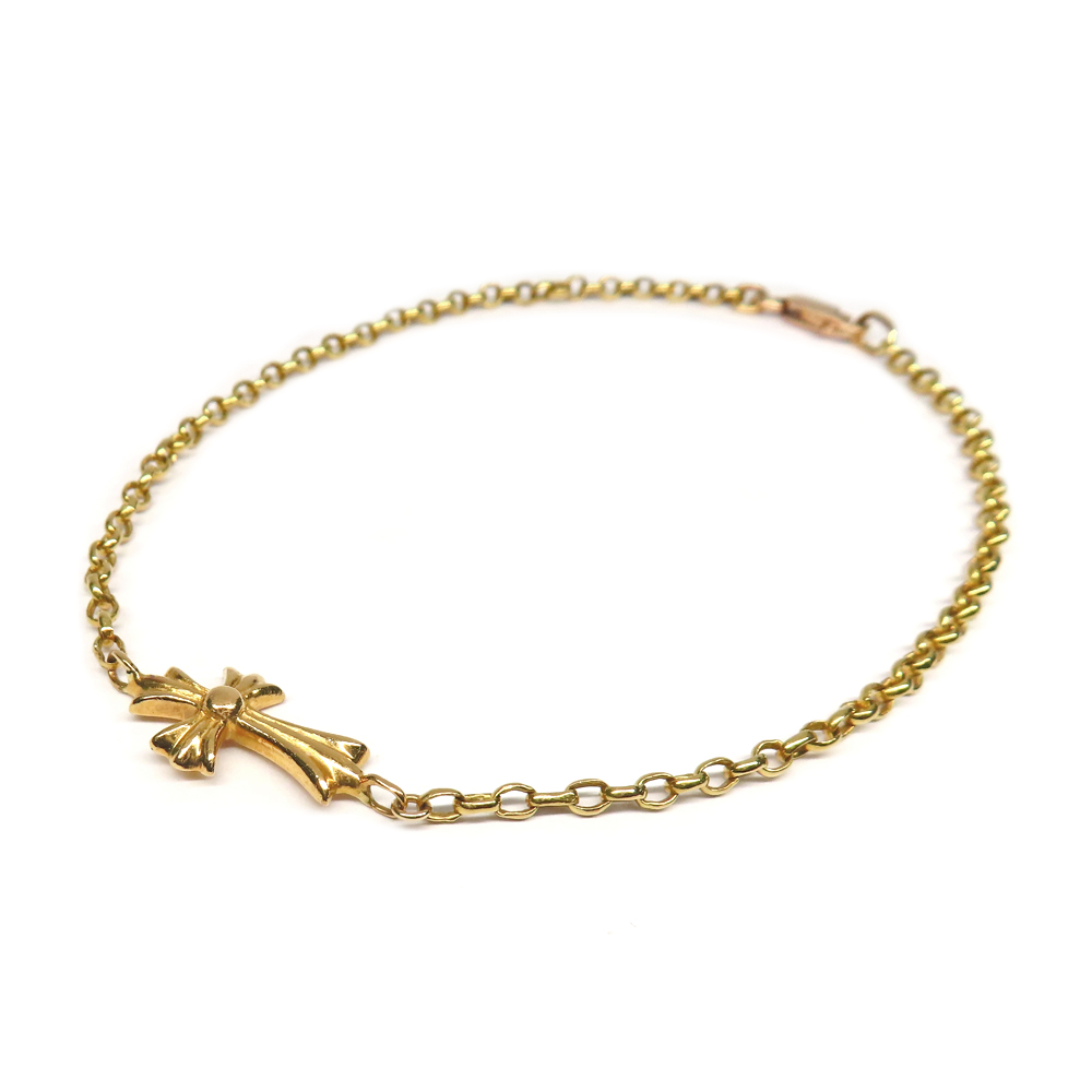 クロムハーツ ベイビーファット チェーン ブレスレット ロールチェーン クロス 7.5inch 22K  インボイス付き