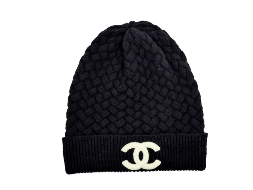 シャネル ニット帽 ロゴ ブラック 黒 ココマーク カシミヤ100% ビーニー