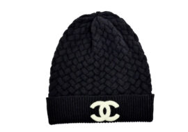 シャネル ニット帽 ロゴ ブラック 黒 ココマーク カシミヤ100% ビーニー