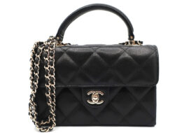 シャネル マトラッセ トップハンドル AP4568 キャビアスキン ブラック ゴールド金具 ショルダー