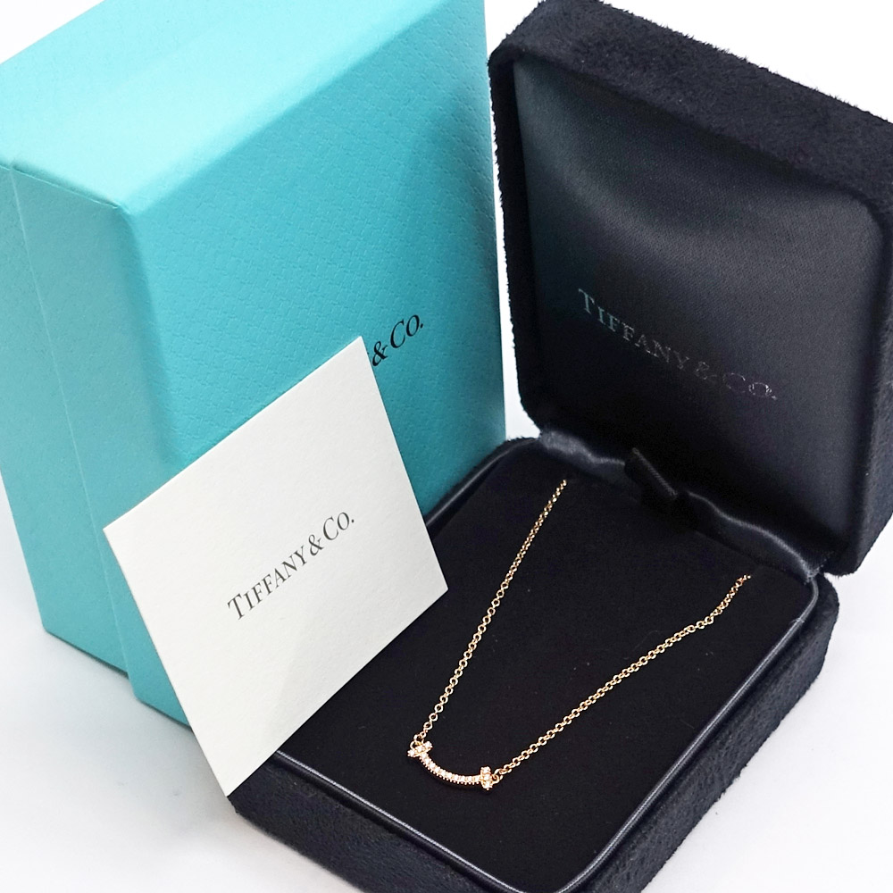 ティファニー TIFFANY Tスマイル ミニ ダイヤモンド ネックレス 750PG K18