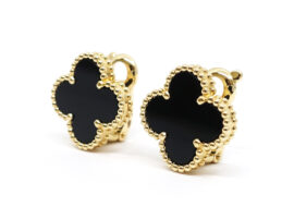 ヴァンクリーフ&アーペル VAN CLEEF&ARPELS ヴィンテージ アルハンブラ ピアス オニキス 750YG VCARA44200