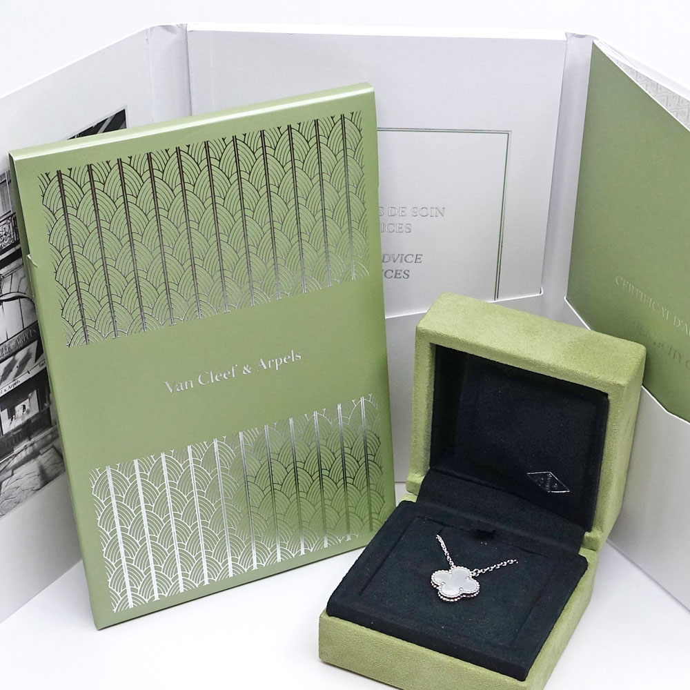 ヴァンクリーフ&アーペル VAB CLEEF&ARPELS ヴィンテージ アルハンブラ ネックレス 750WG マザーオブパール VCARF48700