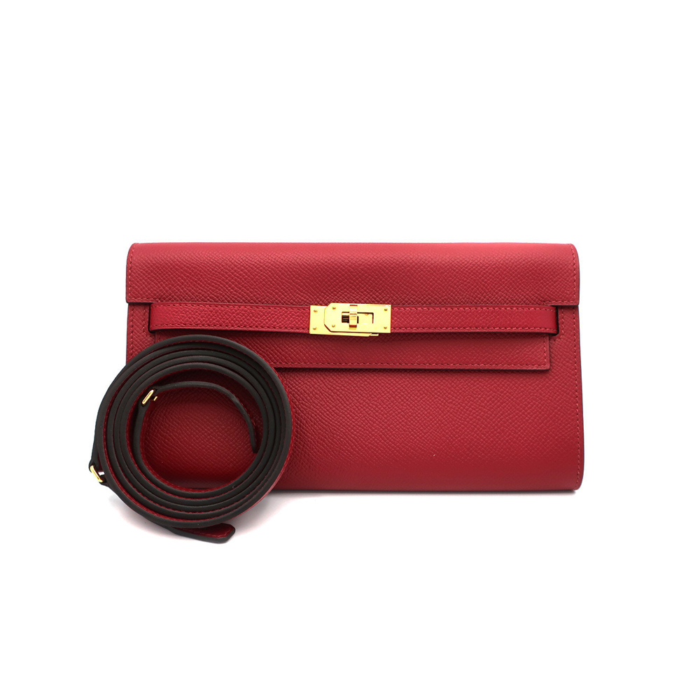 エルメス ケリートゥーゴー U刻印 長財布 ポーチ エプソン ボルドー系 ゴールド金具 2022年