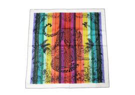 エルメス カレ90 ジャングルラブ レインボー ビーズ 刺繍