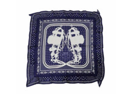 エルメス カレ70 スカーフ フリル ブリッド ドゥ ガラ シルク ネイビー