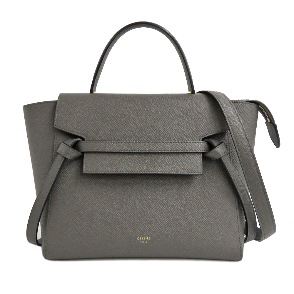 セリーヌ ベルトバッグ マイクロ グレー ゴールド金具 189153