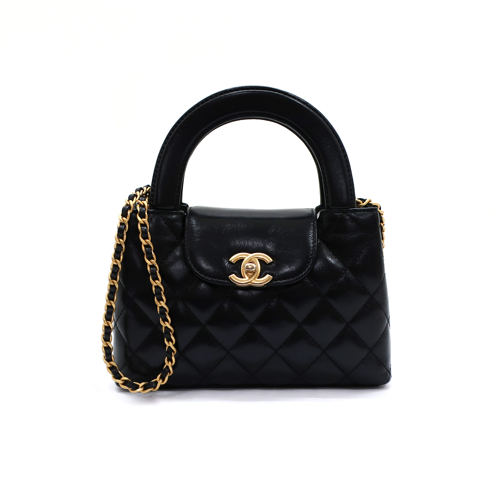 シャネル ミニショッピングバッグ AS4416 ブラック シャイニーカーフスキン ゴールド金具 チェーンバッグ