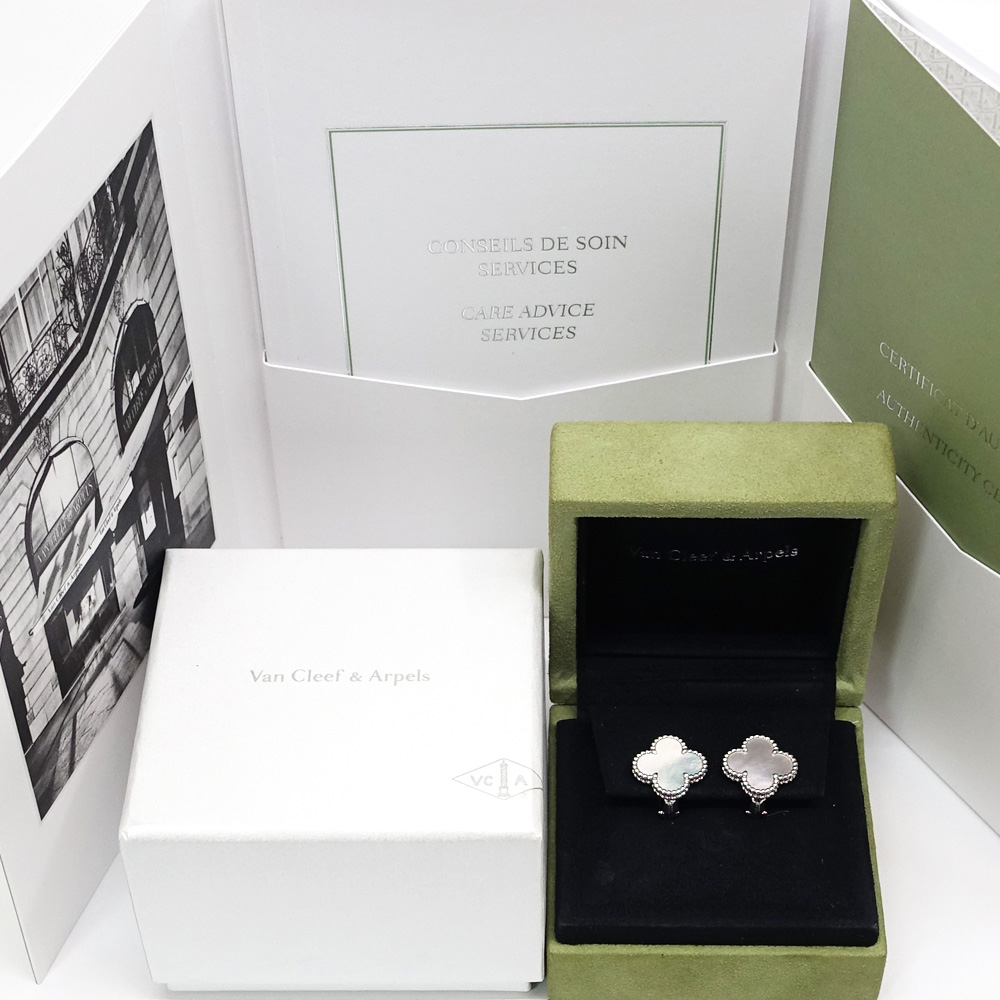 ヴァンクリーフ&アーペル VAN CLEEF&ARPELS ヴィンテージ アルハンブラ ピアス 750WG VCARF48600 マザーオブパール