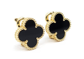 ヴァンクリーフ&アーペル VAN CLEEF&ARPELS ヴィンテージ アルハンブラ ピアス オニキス 750YG VCARA44200