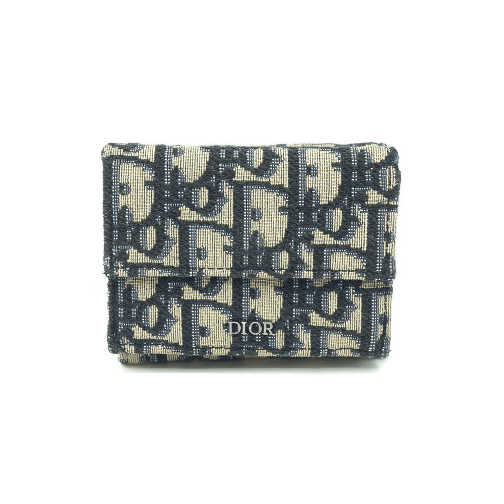 ディオール DIOR オブリーク ジャガード コンパクト ウォレット 三つ折り財布 20BBC110YSE_H05E