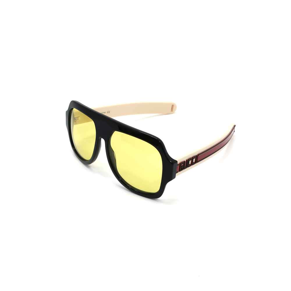 グッチ サングラス GG0255S シェリーライン メンズ ブラック イエロー 眼鏡