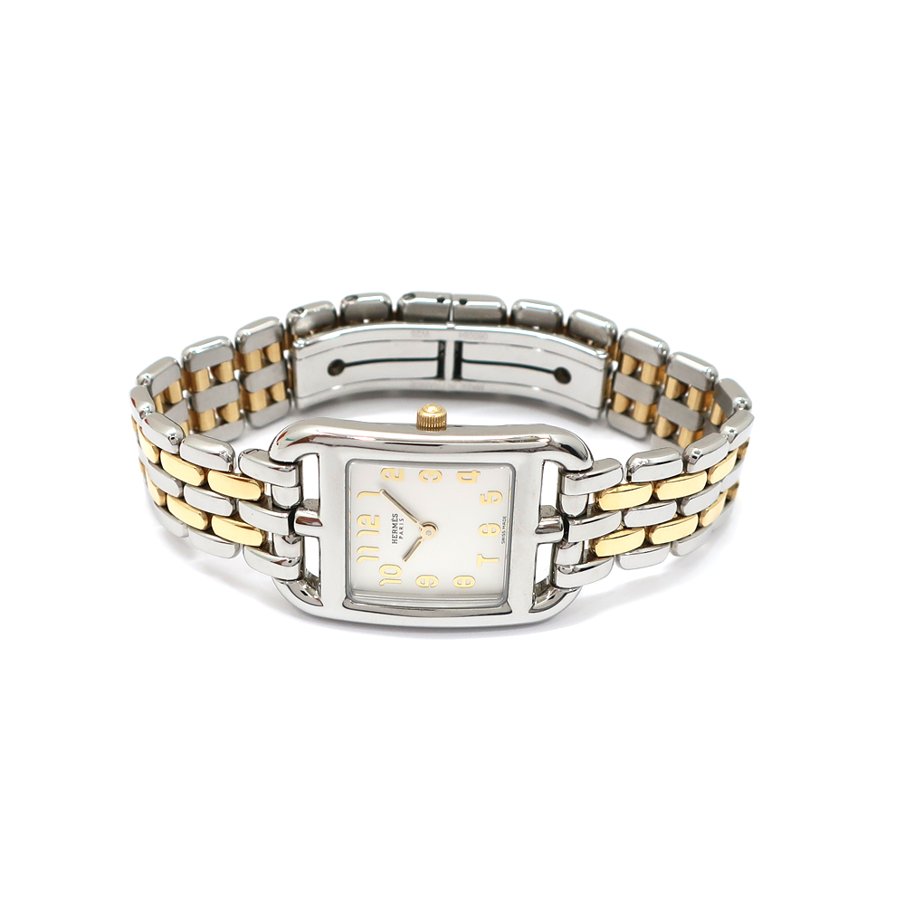 エルメス ケープコッド PM CC1.220 シルバーオパーリン コンビ クォーツ レディース