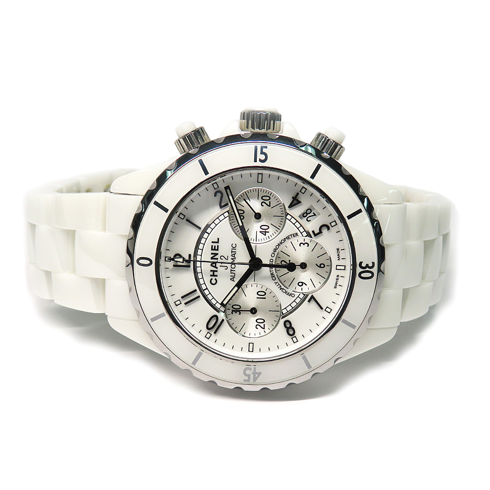 シャネル J12 クロノグラフ 41MM H1007 ホワイト セラミック 自動巻 メンズ