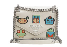 プラダ ロボットモチーフ チェーンショルダー サフィアーノ ショルダーバッグ 1BD127 アイボリー系