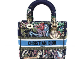 ディオール レディDライト カナージュ ゴールド金具 ハンドバッグ ショルダーバッグ ミディアム 2WAY ブルー系 レディース