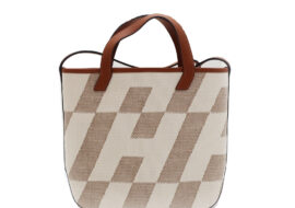 エルメス アンビエPM 2WAY ハンドバッグ ショルダーバッグ ゴールド ブラウン系 Z刻印 2021年頃製造 キャンバス レザー 鞄 レディース