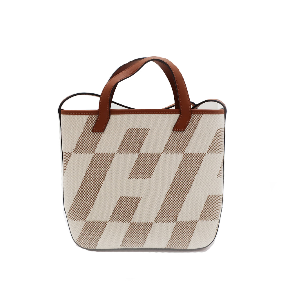 エルメス アンビエPM 2WAY ハンドバッグ ショルダーバッグ ゴールド ブラウン系 Z刻印 2021年頃製造 キャンバス レザー 鞄 レディース