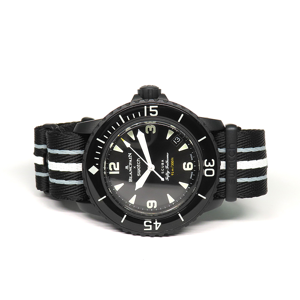 ブランパン×スウォッチ スクーバ フィフティファゾムス OCEAN OF STORMS SO35B400 バイオセラミック 自動巻