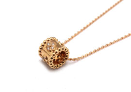 ヴァンクリーフ＆アーペル ペルレ クローバー ペンダント VCARO2EE00 K18ローズゴールド ダイヤモンド チェーン付