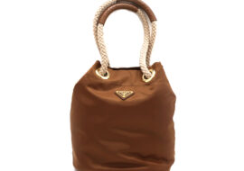 プラダ マリナースモール 1BE082 Re-Nylon バケットバッグ ブラウン ナイロン ロープハンドル レディース RFID