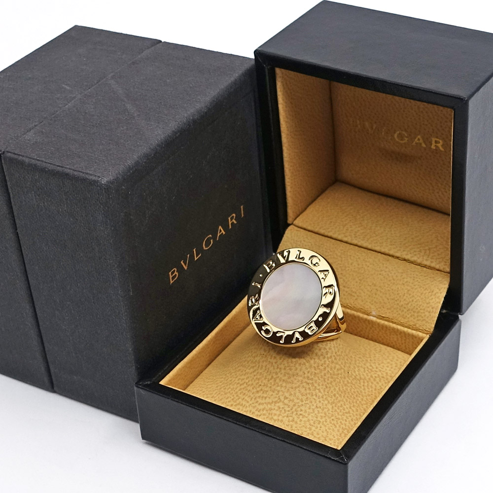 ブルガリ BVLGARI ブルガリブルガリ マザーオブパール 750YG ビッグ リング