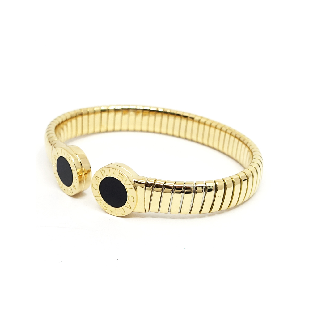 ブルガリ BVLGARI トゥボガス ブレスレット バングル オニキス 750YG