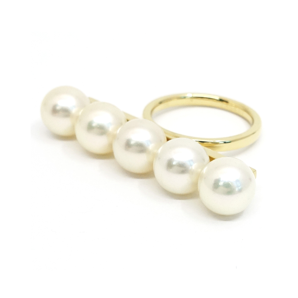 タサキ TASAKI バランス リング 5P パール K18YG
