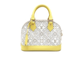 ルイヴィトン アルマBB M53476 キャンバス レザー ライトグレージュ イエロー ハンドバッグ ショルダーバッグ シルバー金具 レディース