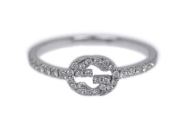 グッチ インターロッキング GG リング 750WG フルエタニティ ダイヤモンド