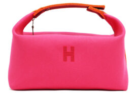 エルメス ブリッドアブラックGM ハイビスカス コットン ポーチ ハンドバッグ