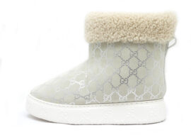 グッチ ブーツ メリノウールトリム グレー シルバー 812045 サイズ36 1/2