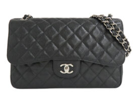 シャネル マトラッセ30 クラシックラージ ハンドバッグ A58600 ブラック シルバー金具 キャビアスキン 15番台