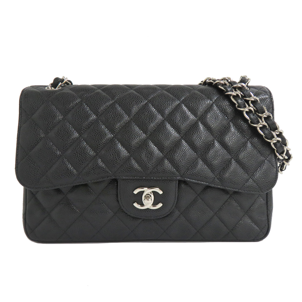 シャネル マトラッセ30 クラシックラージ ハンドバッグ A58600 ブラック シルバー金具 キャビアスキン 15番台