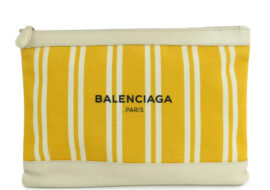 バレンシアガ ネイビークリップ M 420407 クラッチバッグ イエロー アイボリー