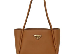 プラダ ミニ トートバッグ 1BG539 ショルダーバッグ ソフトグレインレザー キャメル ゴールド金具