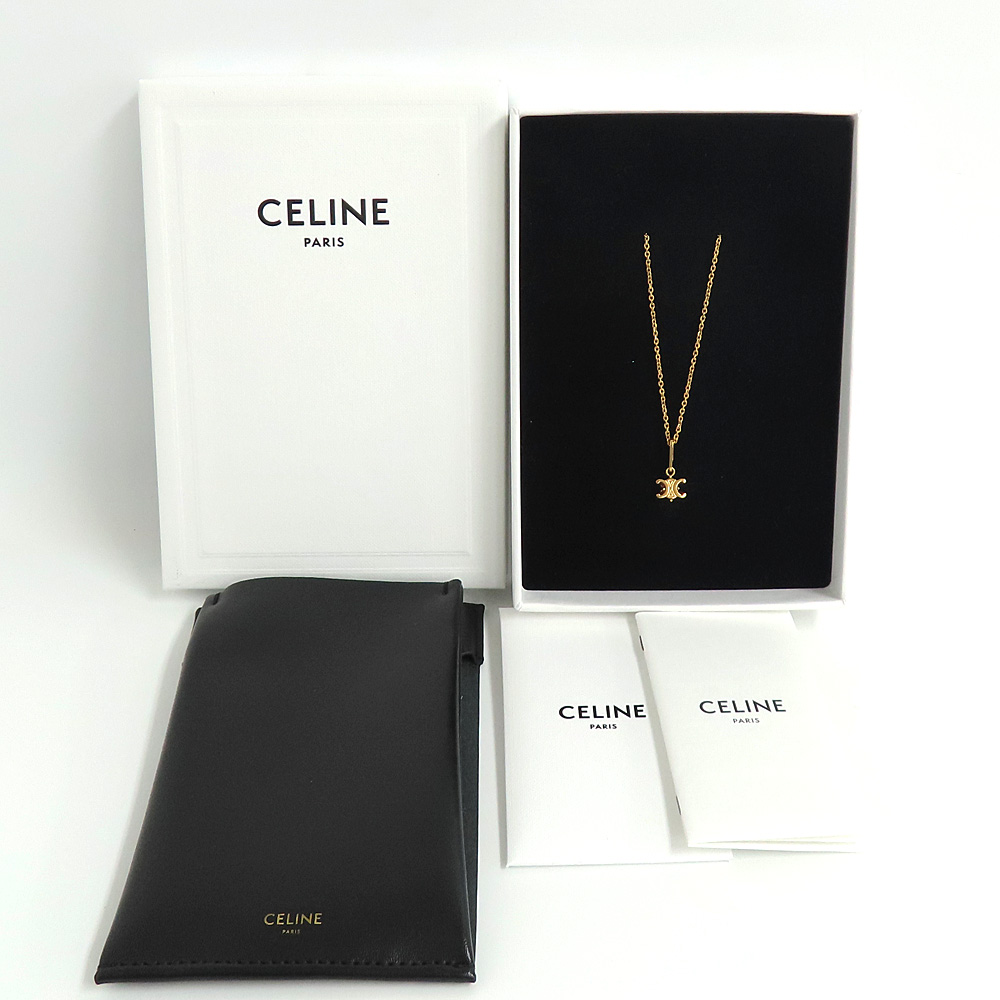 セリーヌ トリオンフ ソリテールネックレス ゴールドフィニッシュ ブラス