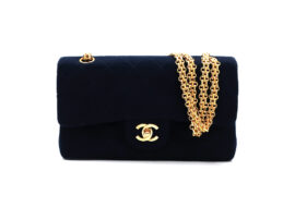 シャネル チェーンショルダーバッグ マトラッセ コットンジャージー ネイビー ゴールド金具 ココマーク