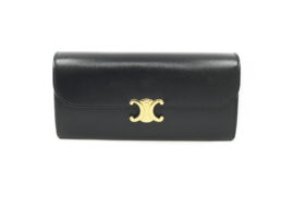 セリーヌ CELINE ラージウォレット トリオンフ 長財布 ブラック シャイニーカーフスキン 10E313DPN.38NO