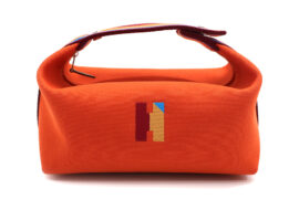 エルメス ブリッドアブラッグ PM オレンジ ハンドバッグ ポーチ シルバー金具 レディース