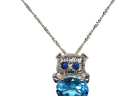 ネックレス DOGモチーフ ブルートパーズ サファイヤ K18WG ホワイトゴールド SV925チェーン付き 2.7ｇ