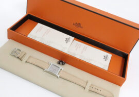 エルメス Hウォッチ HH1.210 ブラックシェル SS レザー クォーツ