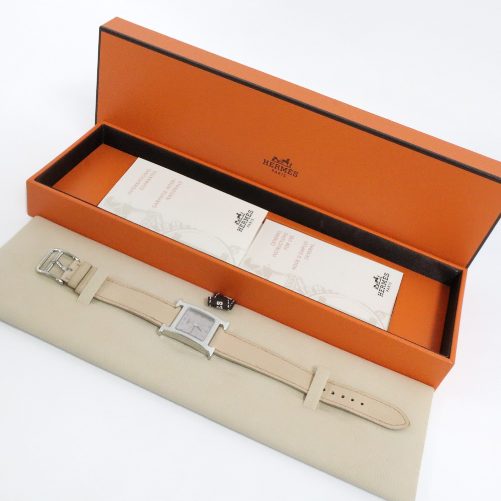 エルメス Hウォッチ HH1.210 ブラックシェル SS レザー クォーツ