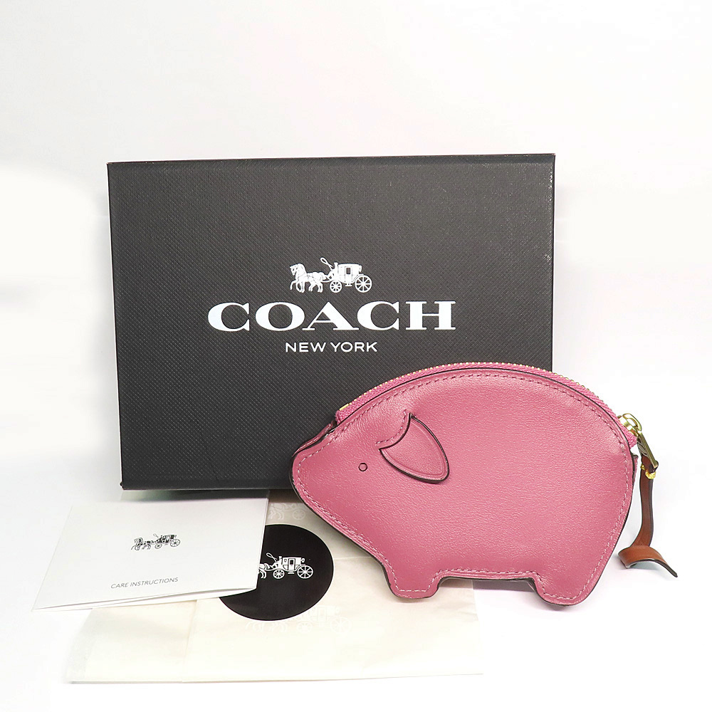 コーチ ピッグモチーフ レザー ピンク コインケース