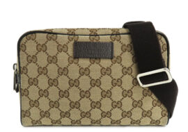 グッチ GGキャンバス ウエストバッグ 449174 ベージュ ブラウン シルバー金具
