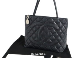 シャネル 復刻トート A01804 キャビアスキン ブラック シルバー金具